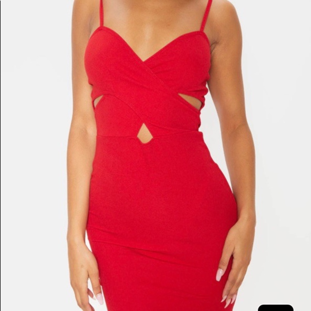 Red Cross Front Bodycon Dress